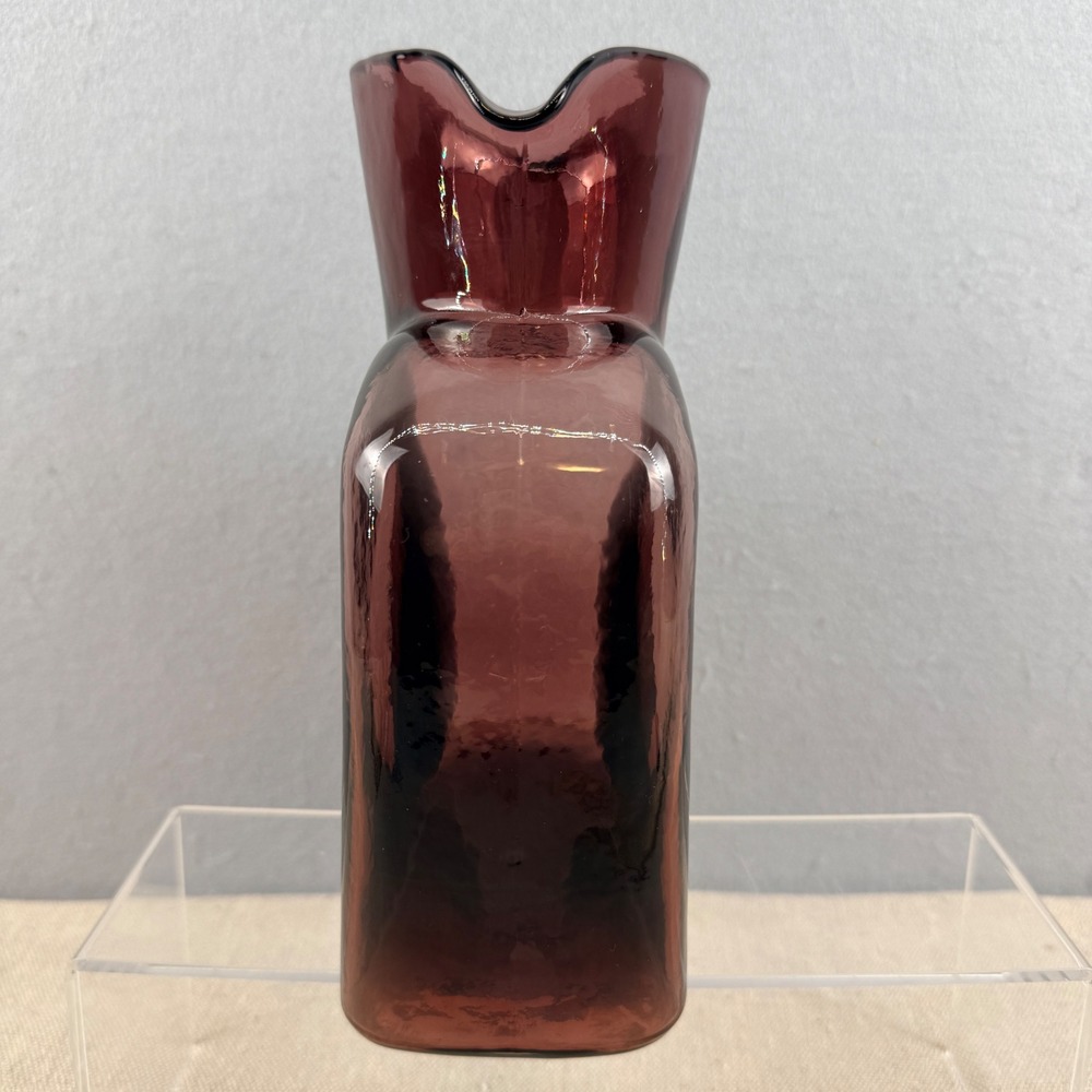 Blenko 384 Water Bottle Amethyst Glass Double Spout Water Pitcher - Picture 7 of 8